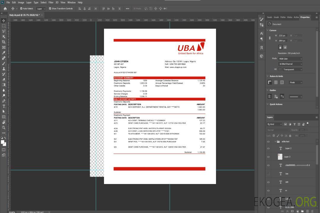 Relevé bancaire Nigeria UBA au format Excel et PDF template Relevé bancaire Nigeria UBA au format Excel et PDF template